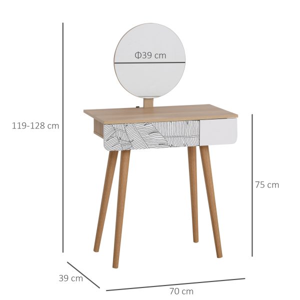 Wooden Nordic Dressing Table Brown/White - Image 3