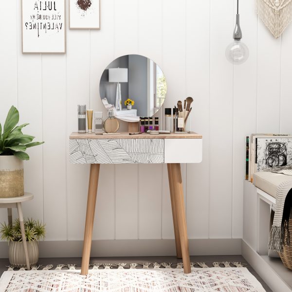 Wooden Nordic Dressing Table Brown/White - Image 4
