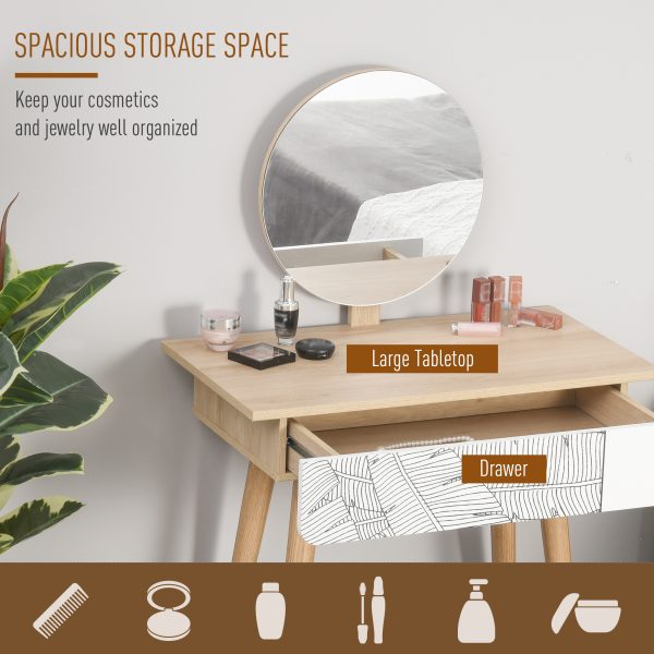 Wooden Nordic Dressing Table Brown/White - Image 6