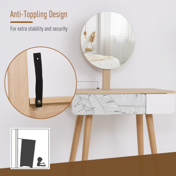 Wooden Nordic Dressing Table Brown/White - Image 7