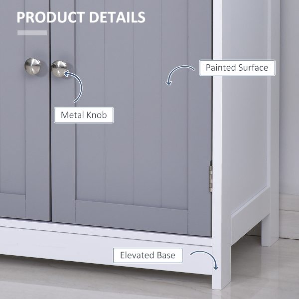 kleankin MDF 2-Drawer Bathroom Cabinet Bathroom Freestanding Cabinet Grey - Image 6