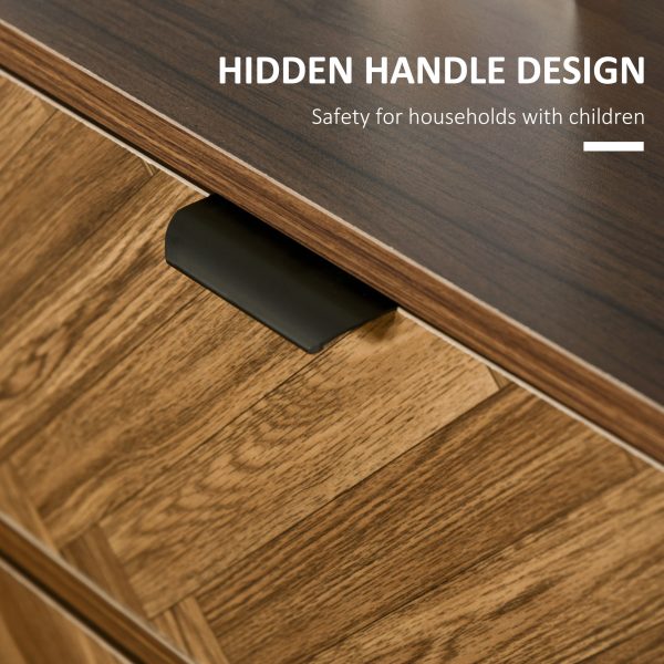 Side Cabinetwith 2 Storage Drawer Unit Herringbone Pattern, Walnut Brown - Image 5