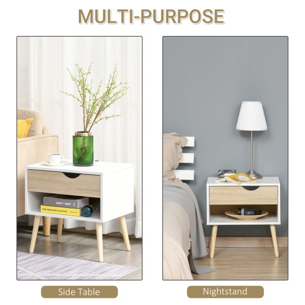 Bedside Table with Drawer and Shelf, Modern Nightstand, End Table - Image 4