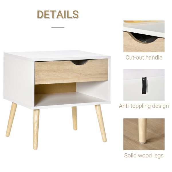 Bedside Table with Drawer and Shelf, Modern Nightstand, End Table - Image 5