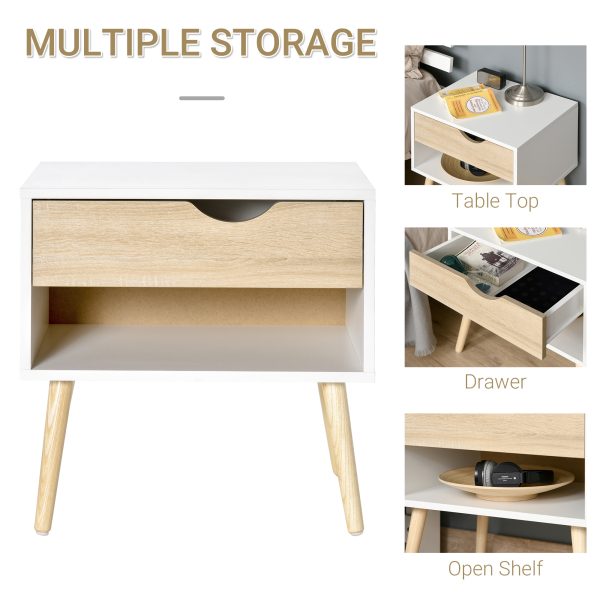 Bedside Table with Drawer and Shelf, Modern Nightstand, End Table - Image 6