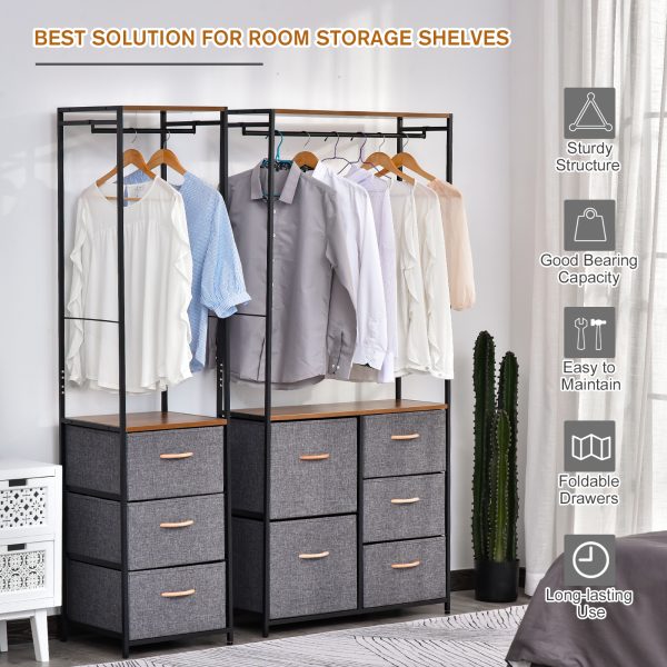 175x83cm Freestanding Clothes Hanger Storage Unit SteelBlack Brown Coat Rack - Image 4