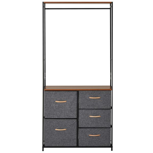 175x83cm Freestanding Clothes Hanger Storage Unit SteelBlack Brown Coat Rack - Image 8