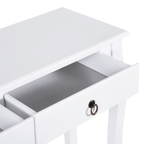 Console Table Storage Display Desk W/ 2 Drawers-Ivory White - Image 8