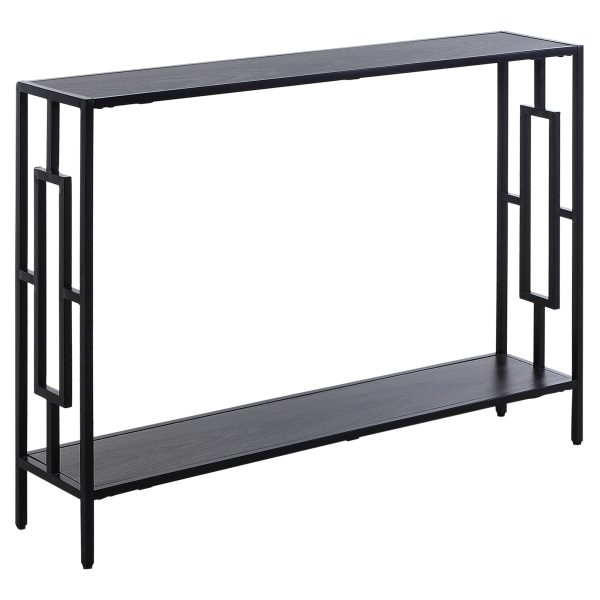 Console Table  2 Shelves MDF Steel Frame in Art Deco Square Style 76x106cm