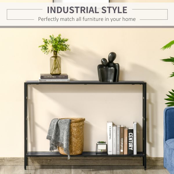 Console Table  2 Shelves MDF Steel Frame in Art Deco Square Style 76x106cm - Image 4