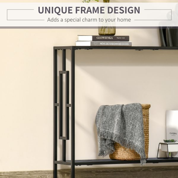 Console Table  2 Shelves MDF Steel Frame in Art Deco Square Style 76x106cm - Image 6