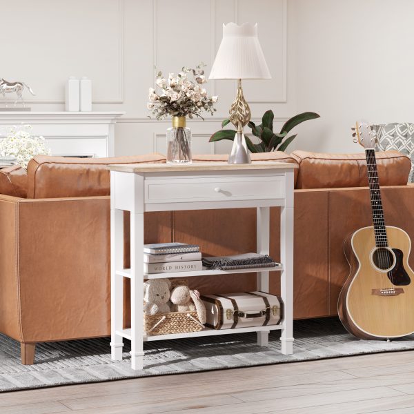 MDF Wide Drawer Console Table White - Image 2