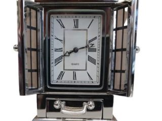 Miniature Clock Rectangle Silver Plated Solid Brass IMP40S - CLEARANCE NEEDS RE-BATTERY
