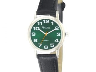 Ravel Women's Classic Green Dial Black Strap Watch R0105.48.2