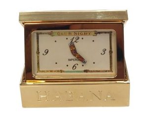Miniature Clock Gold Plated Habana Cigar Solid Brass IMP72 - CLEARANCE NEEDS RE-BATTERY