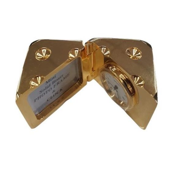 Miniature Clock Gold Plated Dice with photo frame Solid Brass IMP71 - CLEARANCE NEEDS RE-BATTERY - Image 2