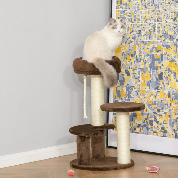 Cat Tree Scratcher Kitty Activity Play Center Post 2 Perch w/ Hanging Sisal Rope - Image 2