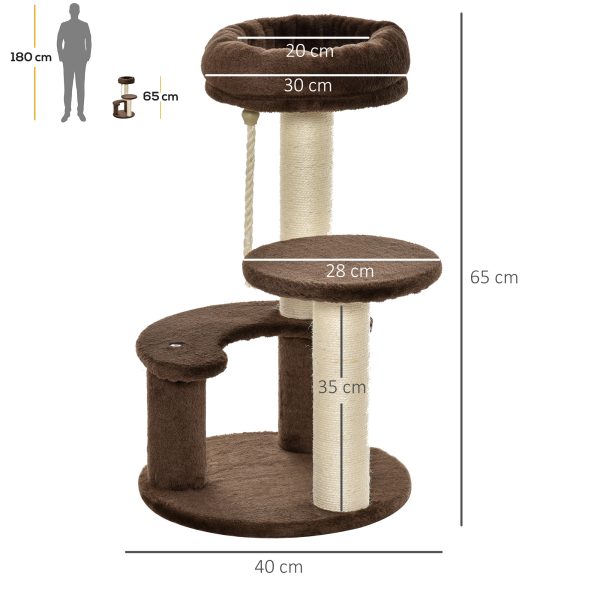 Cat Tree Scratcher Kitty Activity Play Center Post 2 Perch w/ Hanging Sisal Rope - Image 3