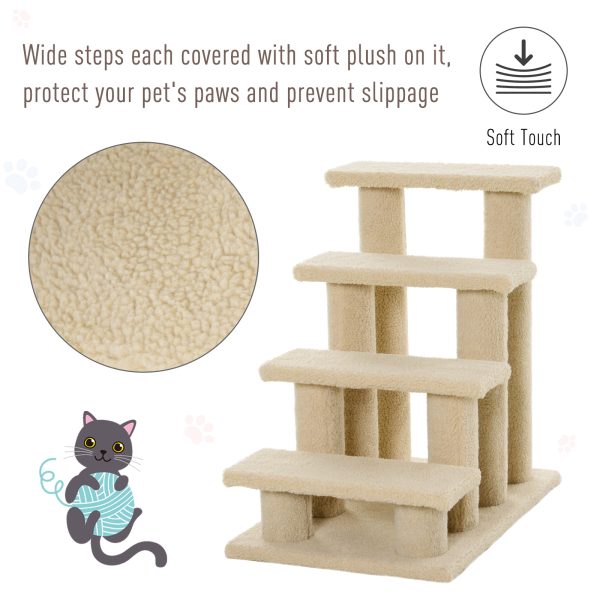 Pet Ramp Stairs 4 Steps Cat Tree Ladder Safety Steps Climbing Frame Brown - Image 4