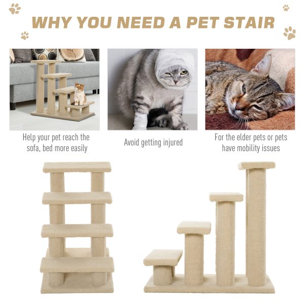 Pet Ramp Stairs 4 Steps Cat Tree Ladder Safety Steps Climbing Frame Brown - Image 5