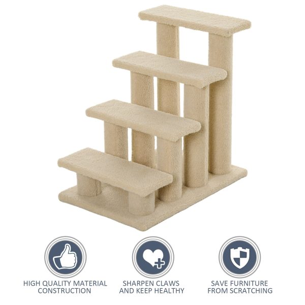 Pet Ramp Stairs 4 Steps Cat Tree Ladder Safety Steps Climbing Frame Brown - Image 6