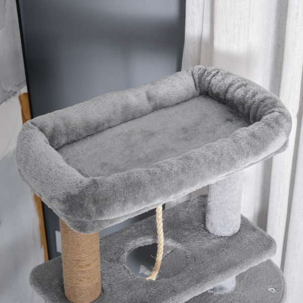 Cat Tree Tower w/ Scratching Post Hammock Hanging Ball Condo Teasing Rope - Image 8