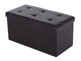 Folding Faux Leather Storage Cube Ottoman Bench Seat Brown