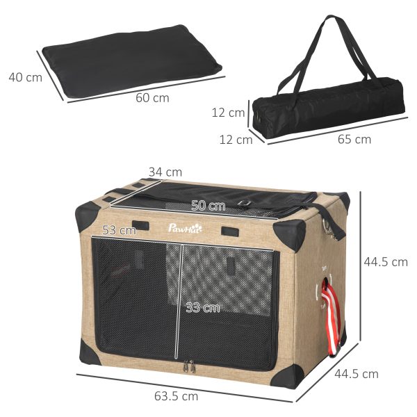 Foldable Cat Carrier Portable Dog Bag w/ Cushion for XS Dogs and Cats 65x45x45cm - Image 3
