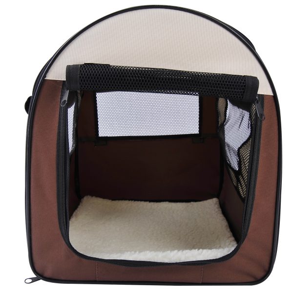 Folding Fabric Soft Pet Crate Dog Cat Travel Carrier Cage Kennel House Brown - Image 8