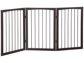 Folding Pet Gate Dog Fence Child Safety Indoor Durable Free Standing Pine Wood