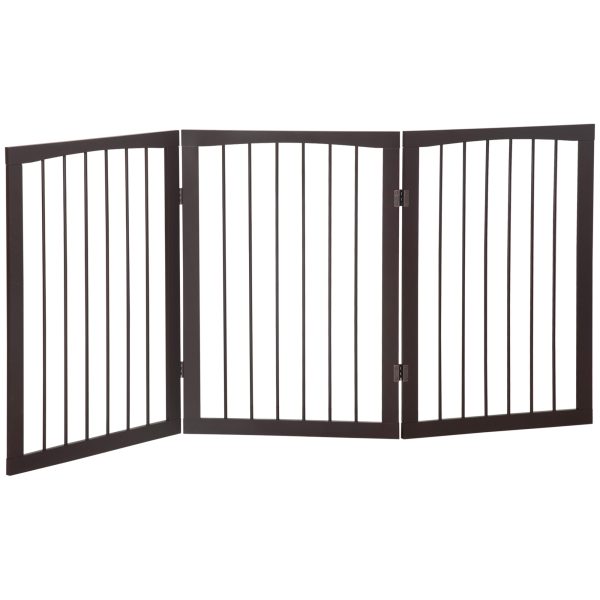 Folding Pet Gate Dog Fence Child Safety Indoor Durable Free Standing Pine Wood