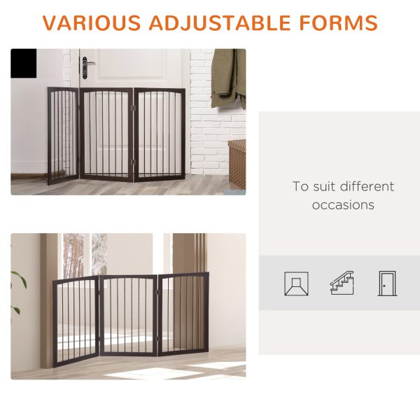 Folding Pet Gate Dog Fence Child Safety Indoor Durable Free Standing Pine Wood - Image 4