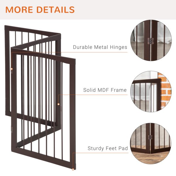 Folding Pet Gate Dog Fence Child Safety Indoor Durable Free Standing Pine Wood - Image 6
