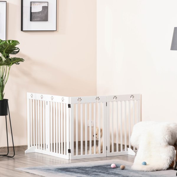 Pet Gate Foldable Freestanding Dog Safety Barrier w/ Support Feet White - Image 2