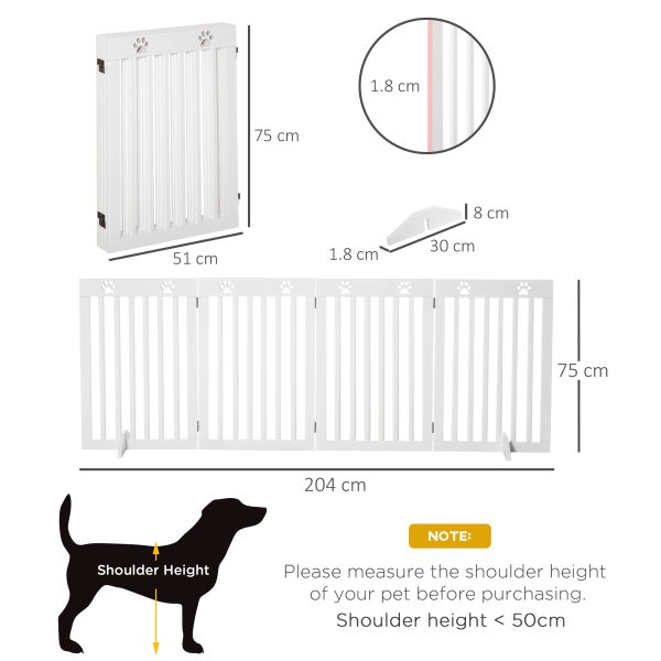 Pet Gate Foldable Freestanding Dog Safety Barrier w/ Support Feet White - Image 3