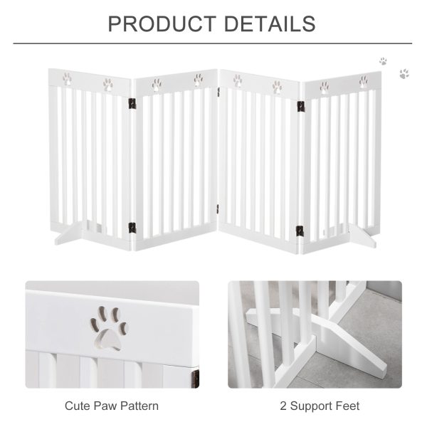 Pet Gate Foldable Freestanding Dog Safety Barrier w/ Support Feet White - Image 5