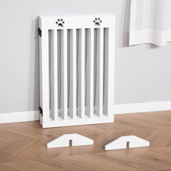 Pet Gate Foldable Freestanding Dog Safety Barrier w/ Support Feet White - Image 8