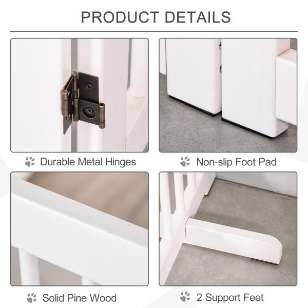 Wooden Freestanding Pet Gate 4 Panels 91cm Foldable Dog Fence w/ Support Feet - Image 6