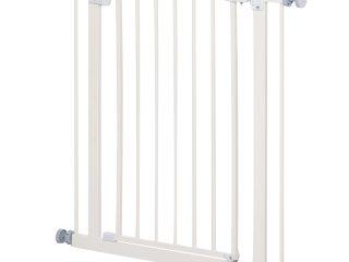 74-80cm Adjustable Metal Pet Gate Safety Barrier w/ Auto-Close Door White