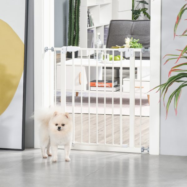 74-80cm Adjustable Metal Pet Gate Safety Barrier w/ Auto-Close Door White - Image 2
