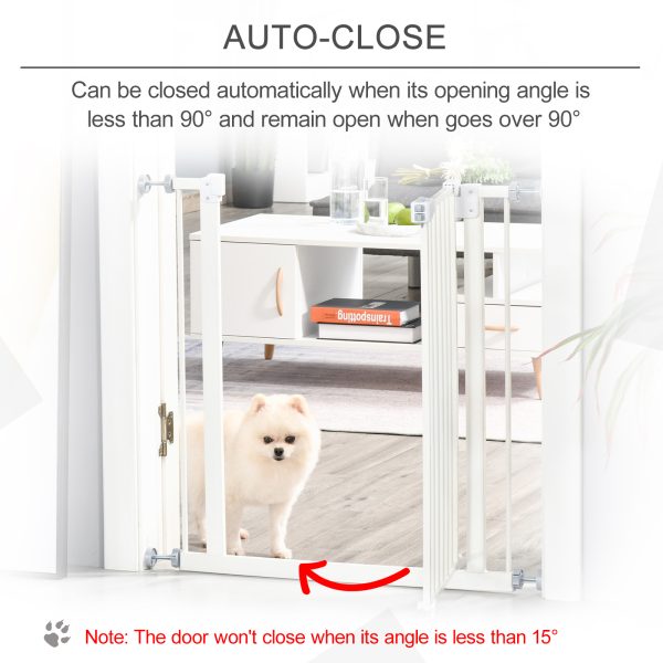 74-80cm Adjustable Metal Pet Gate Safety Barrier w/ Auto-Close Door White - Image 5