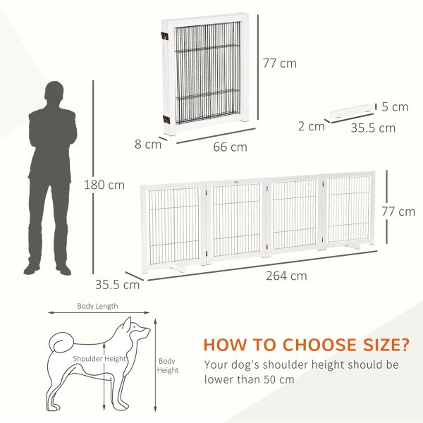 Freestanding Folding Pet Gate 4 Panels Dog Puppy Barrier with Support Feet - Image 3