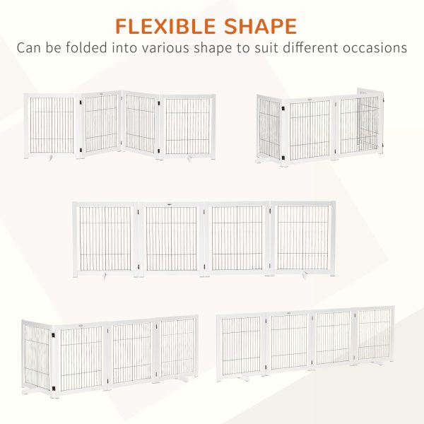 Freestanding Folding Pet Gate 4 Panels Dog Puppy Barrier with Support Feet - Image 4