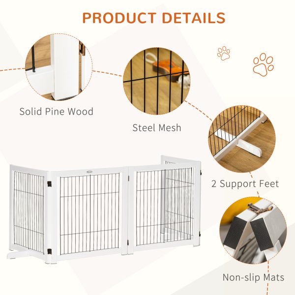 Freestanding Folding Pet Gate 4 Panels Dog Puppy Barrier with Support Feet - Image 6