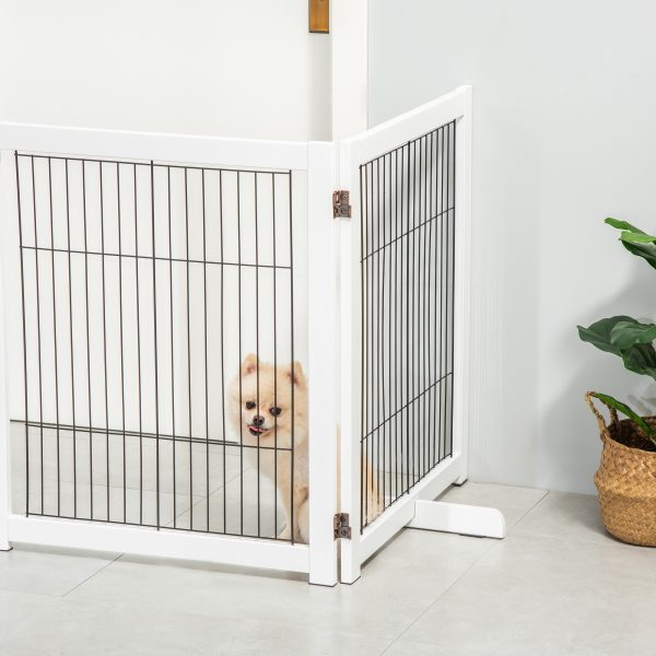 Freestanding Folding Pet Gate 4 Panels Dog Puppy Barrier with Support Feet - Image 7