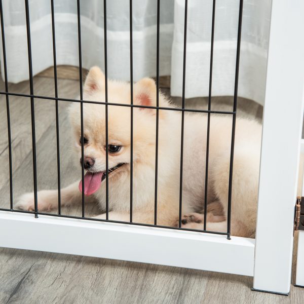 Freestanding Folding Pet Gate 4 Panels Dog Puppy Barrier with Support Feet - Image 8