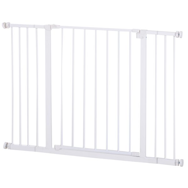 Pressure Fit Dog Gate Pet Barrier for stairs doorway, 76-107cm Width White