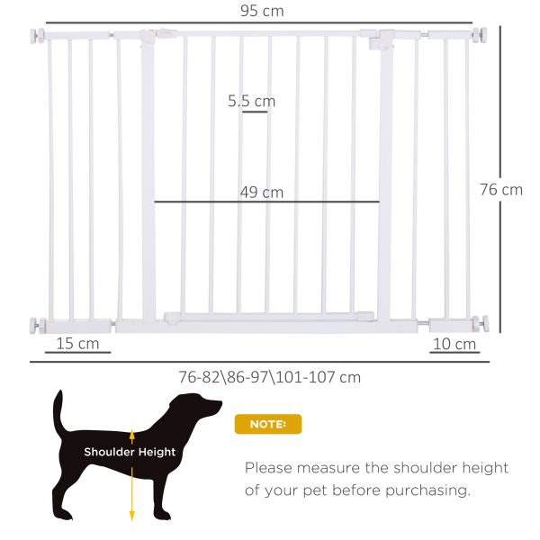 Pressure Fit Dog Gate Pet Barrier for stairs doorway, 76-107cm Width White - Image 3