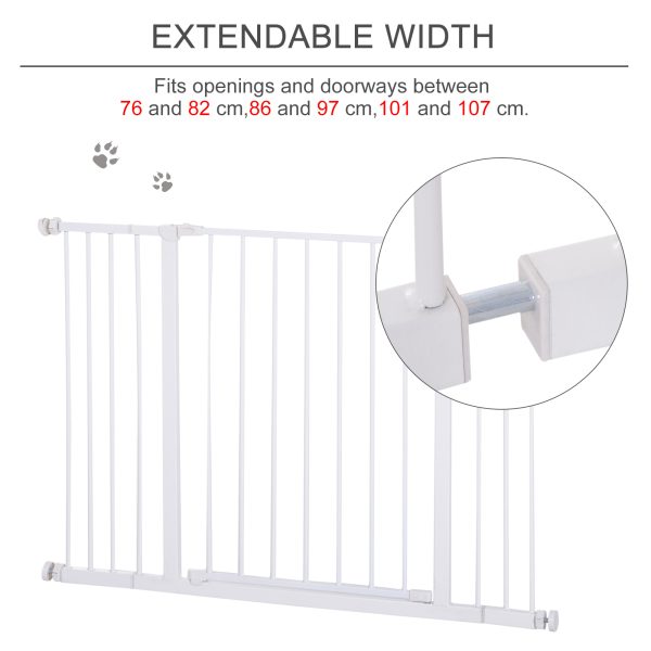 Pressure Fit Dog Gate Pet Barrier for stairs doorway, 76-107cm Width White - Image 5