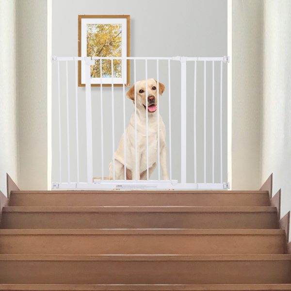 Pressure Fit Dog Gate Pet Barrier for stairs doorway, 76-107cm Width White - Image 7